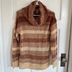 Wrangler rust orange/cream striped turtleneck sweater size medium